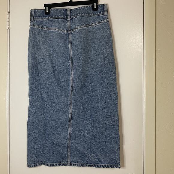 FREE PEOPLE We The Free Madison Midi denim Skirt front slit mid waist US 30 - Picture 5 of 7